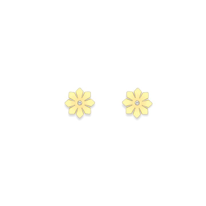 9ct Yellow Gold Flower Stud Earrings