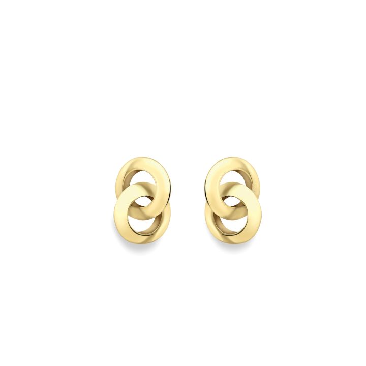 9ct Yellow Gold Interlocking Circle Stud Earrings