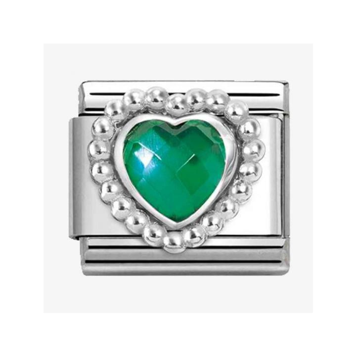 Nomination Green Faceted Heart Beaded Setting Charm