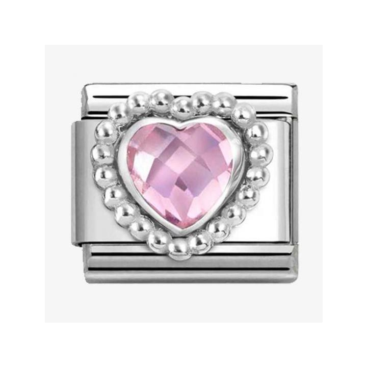 Nomination Pink Cubic Zirconia Heart Beaded Setting Charm