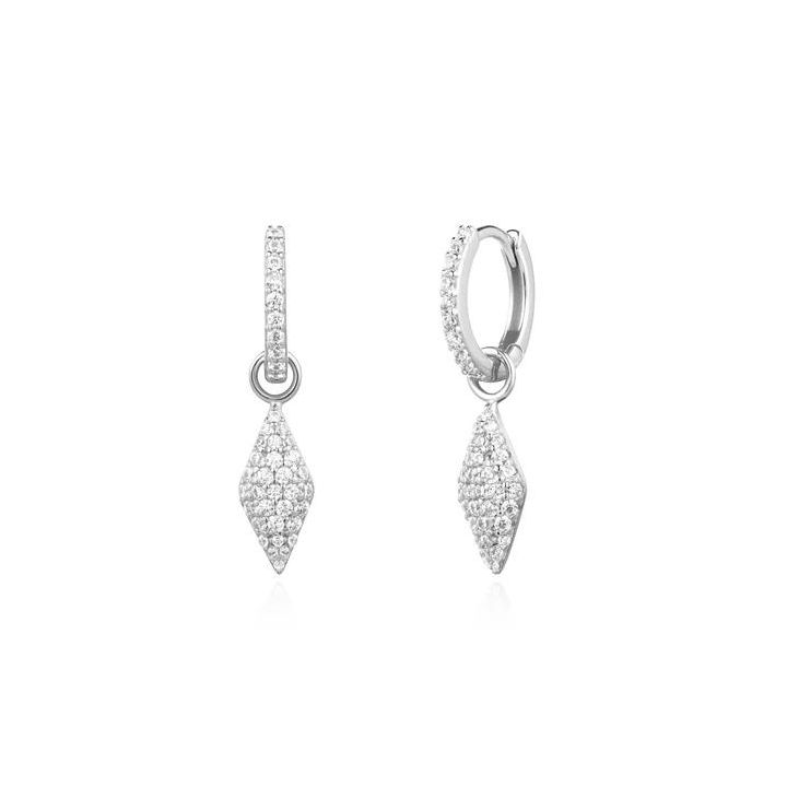 Ania Haie Silver Pave Sparkle Huggie Drop Earrings