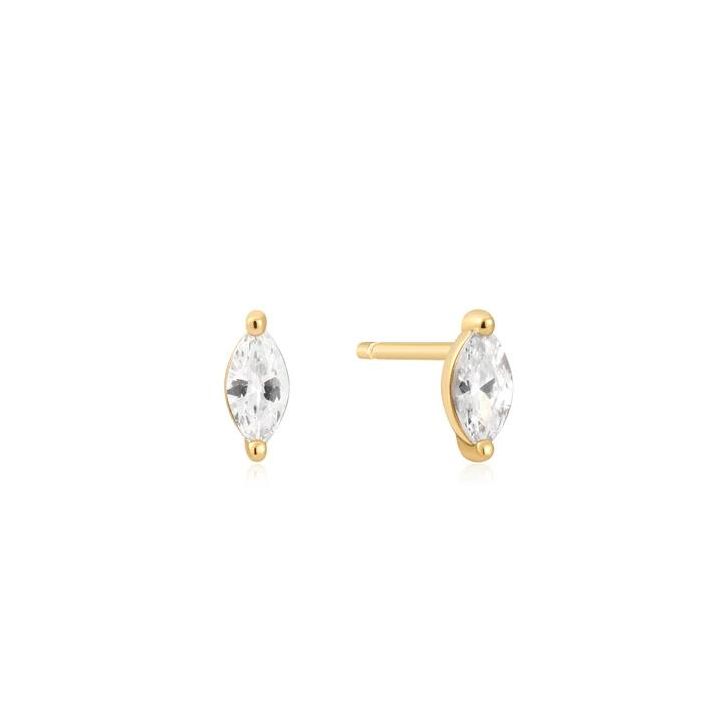 Ania Haie Gold Plated Marquise Cubic Zirconia Stud Earrings