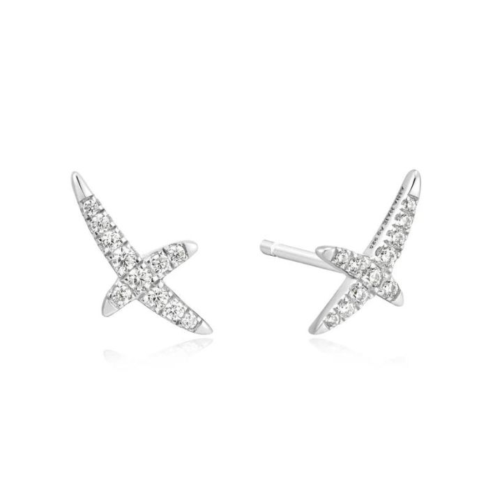 Ania Haie Sterling Silver Kiss Pave Stud Earrings