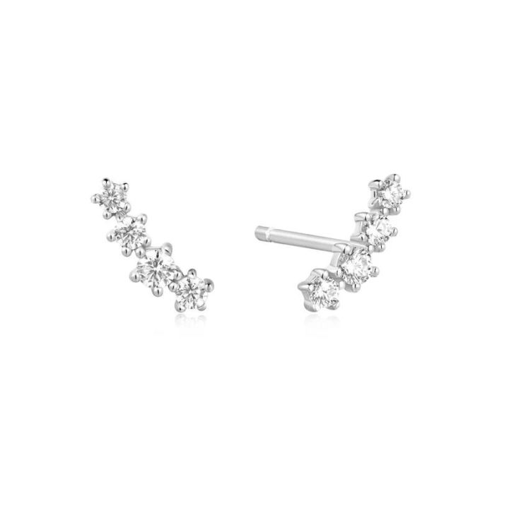 Ania Haie Silver Sparkle Climbed Stud Earrings