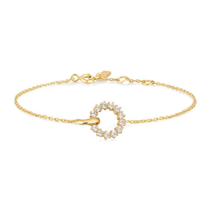 Ania Haie Gold Plated Interlinked Circle Pave Bracelet