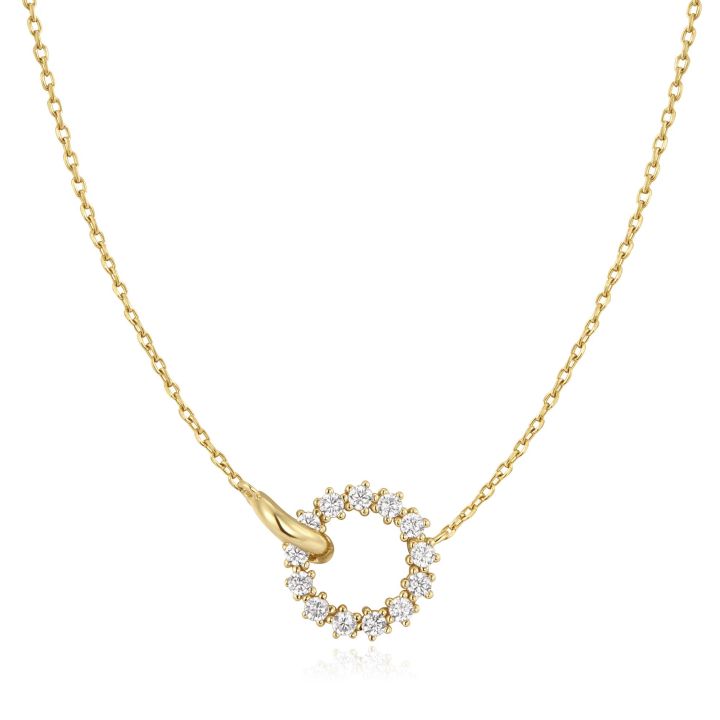 Ania Haie Gold Plated Interlinked Circle Pave Necklace