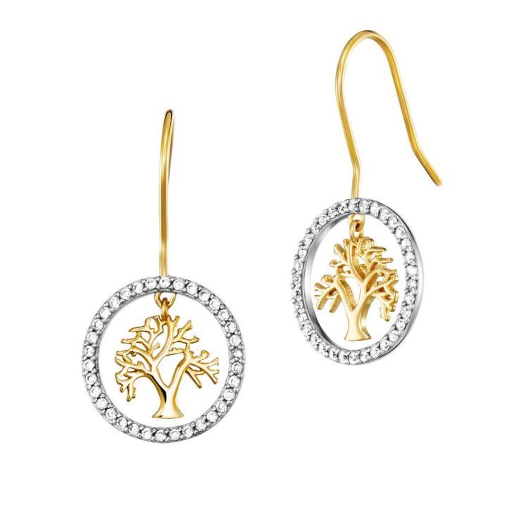 Angel Whisperer Silver Gold Plated Tree of Life Earrings