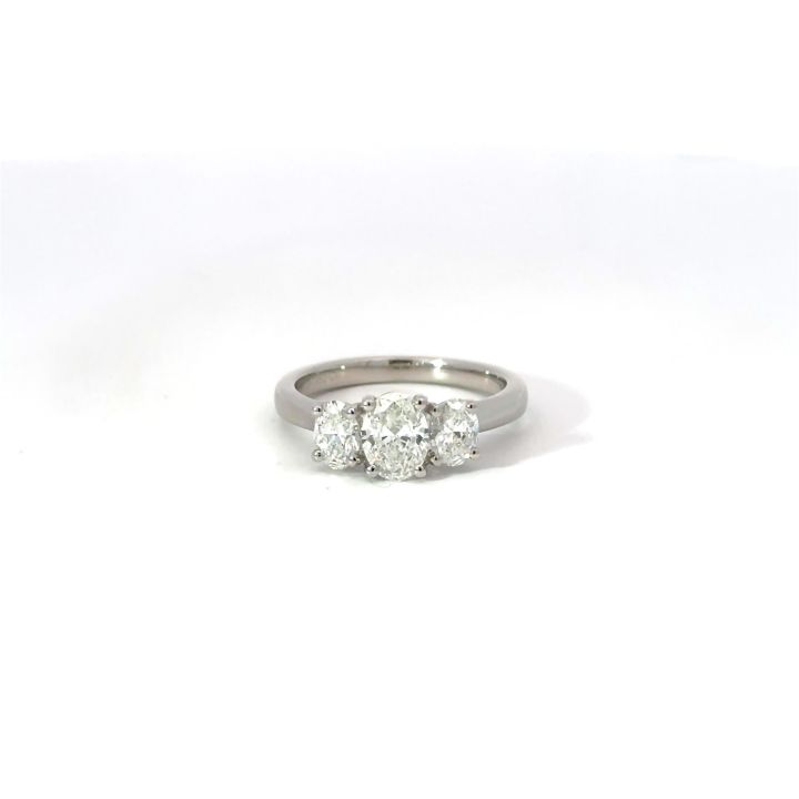 Platinum 1.32ct Three Stone Oval Diamond Ring