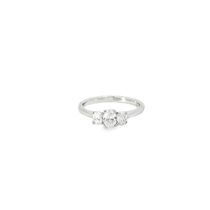 Platinum 0.59ct Three Stone Oval Diamond Ring