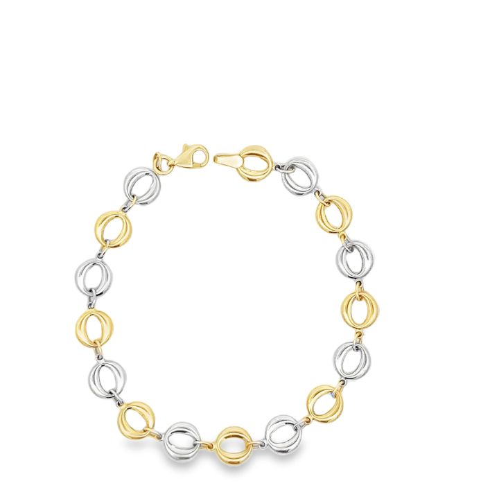 9ct Yellow & White Gold Circle Link Bracelet