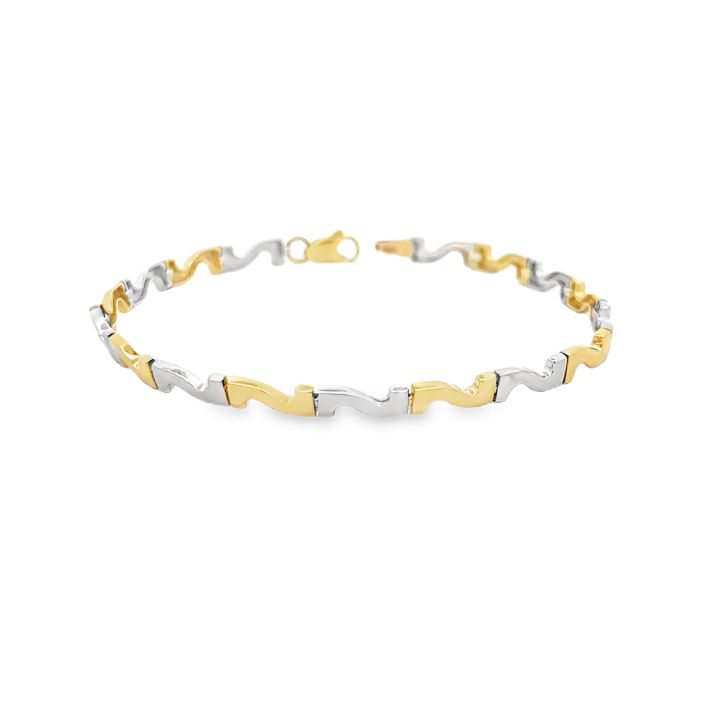 9ct Two Tone 'Z' Link Bracelet