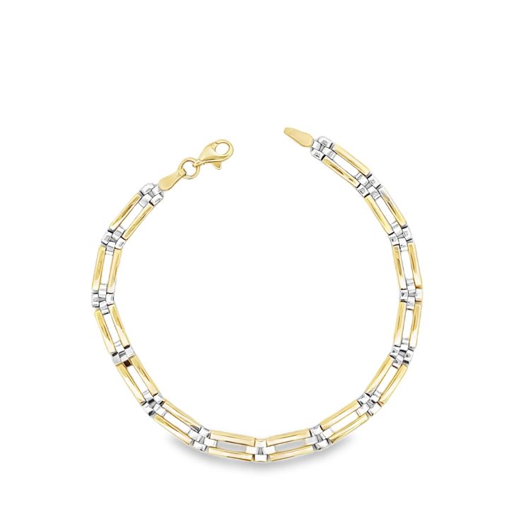 9ct Yellow & White Gold Open Link Bracelet