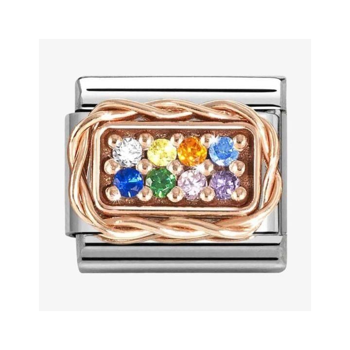 Nomination Classic Rose Gold Rainbow Cubic Zirconia Charm