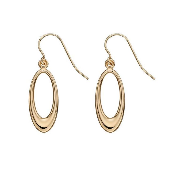 9ct Yellow Gold Open Oval Drop Earrings