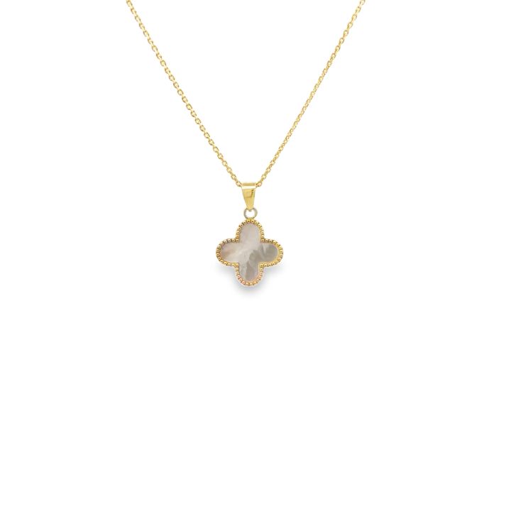 9ct Yellow Gold Mother of Pearl Clover Pendant