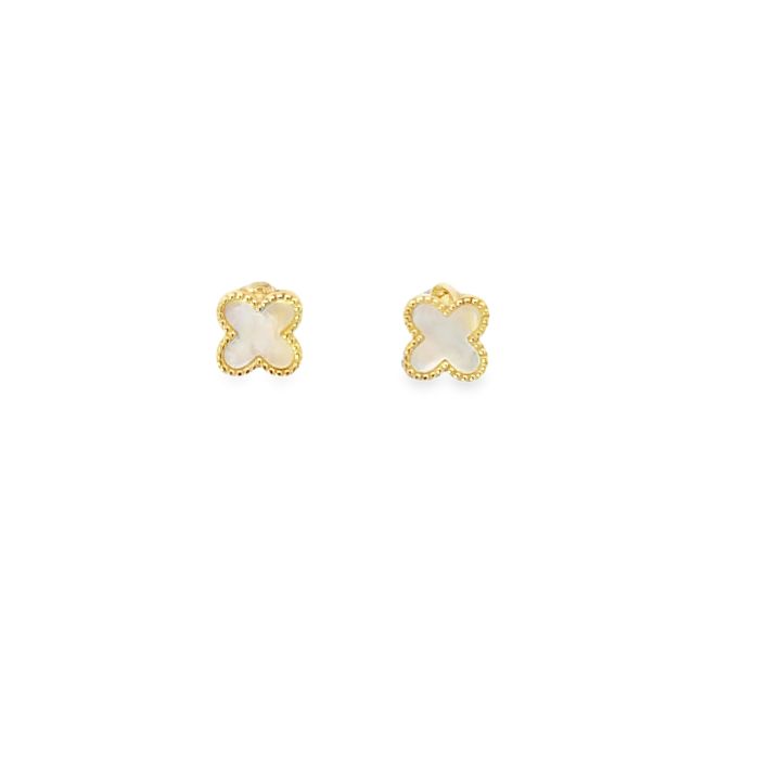 9ct Yellow Gold Mother of Pearl Clover Stud Earrings