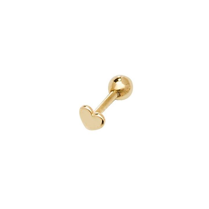 9ct Yellow Gold Heart Cartilage Single Earring