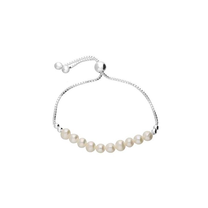 Sterling Silver Freshwater Pearl Slider Bracelet