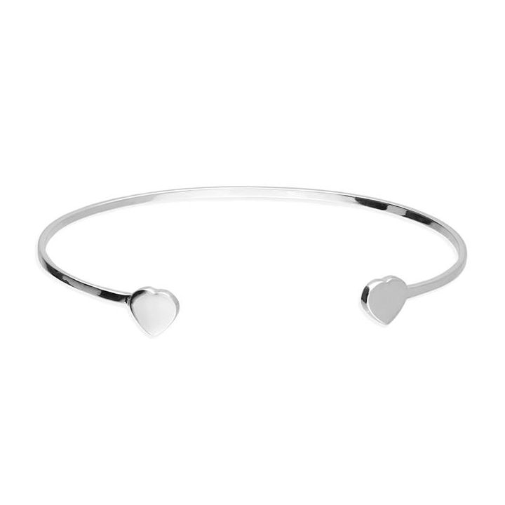 Sterling Silver Heart Torque Bangle